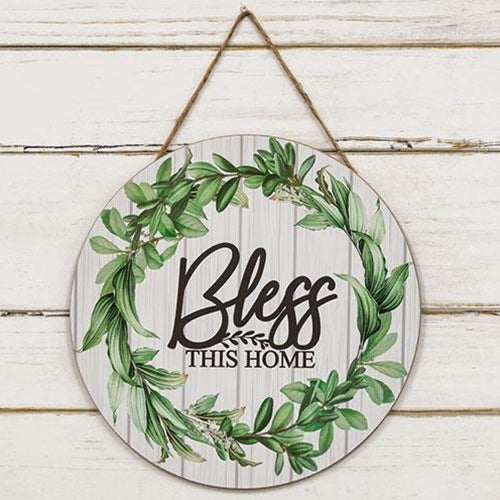 Bless This Home Slat Look Floral Sign