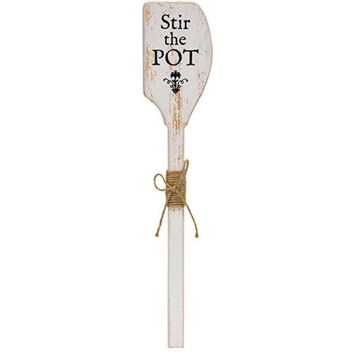 Faith Family Food - Stir the Pot - Lick the Spoon,  Distressed Decorative Wooden Spatula