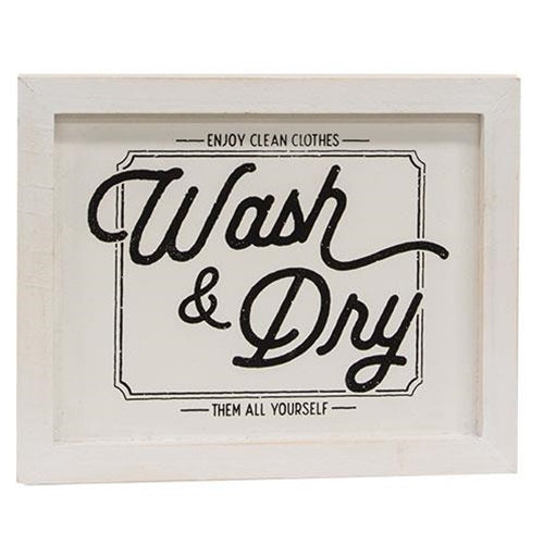Wash & Dry Wooden Framed Sign