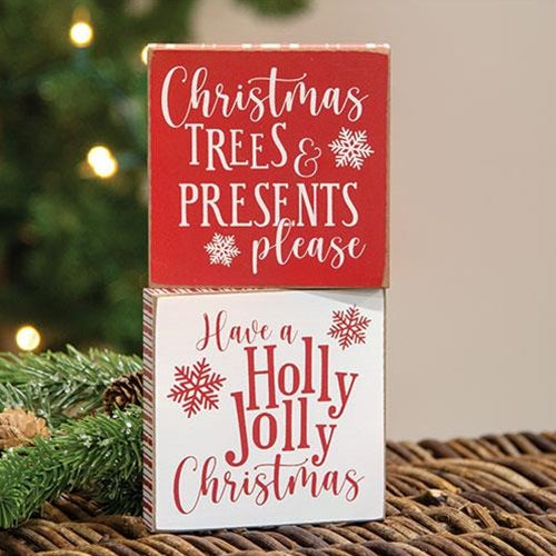 Holly Jolly Christmas Trees Square Block