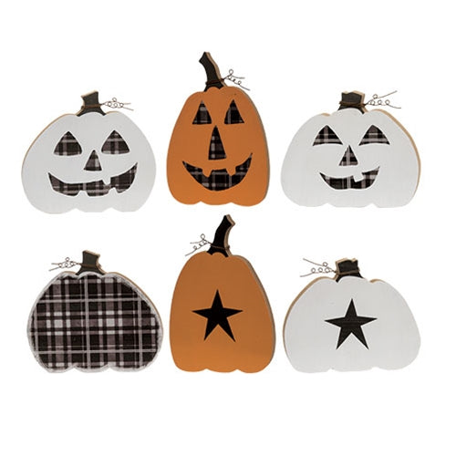 Plaid & Stars Reversible Chunky Pumpkin Sitters