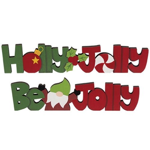 Holly & Jolly Gnome Wooden Cutout Word Sitter