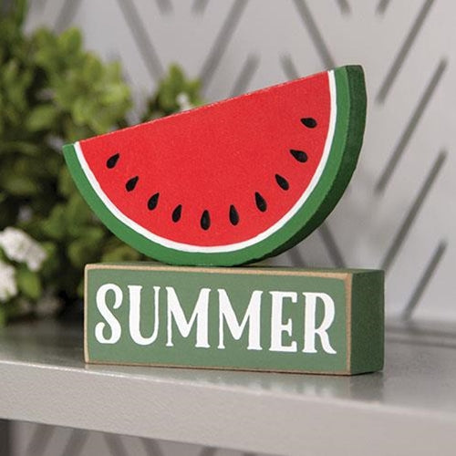 Watermelon on "Summer" Wooden Sitter