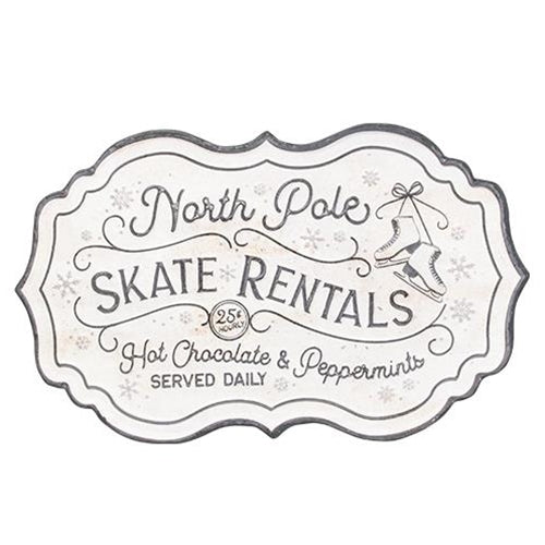 North Pole Skate Rentals Metal Sign