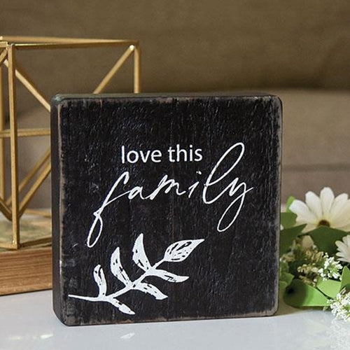 Love This Family Black Wooden Sign