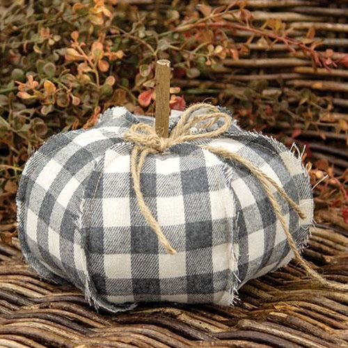 Gray Check Stuffed Pumpkin