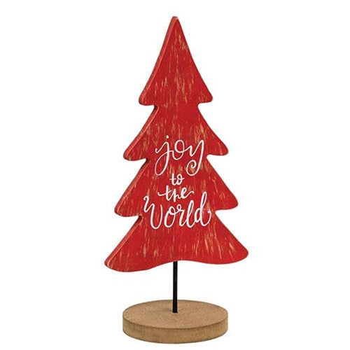 Joy To The World Wood Tree Cutout Sitter