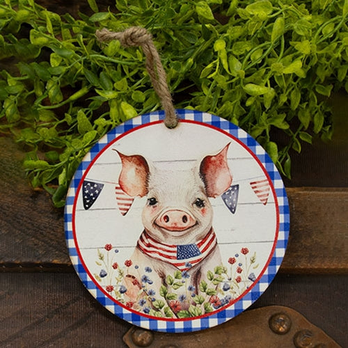 Americana Piggy Round Ornament