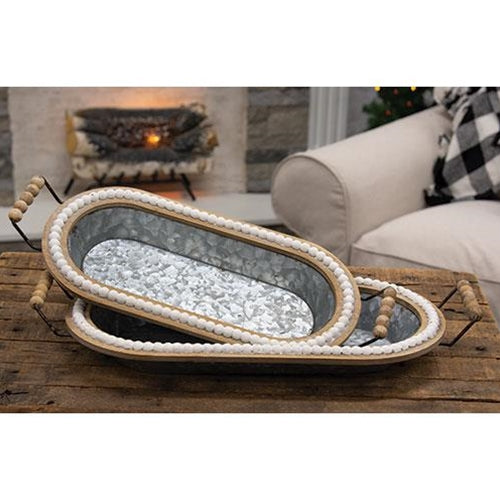 Beaded Oblong Galvanized Tray