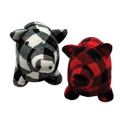 Plaid Pig Door Stopper, 2 Asstd.