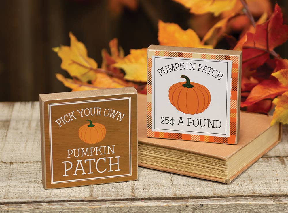 Pick Your Own Pumpkin Patch Square Block