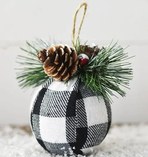 White/Black Buffalo Check Ornament