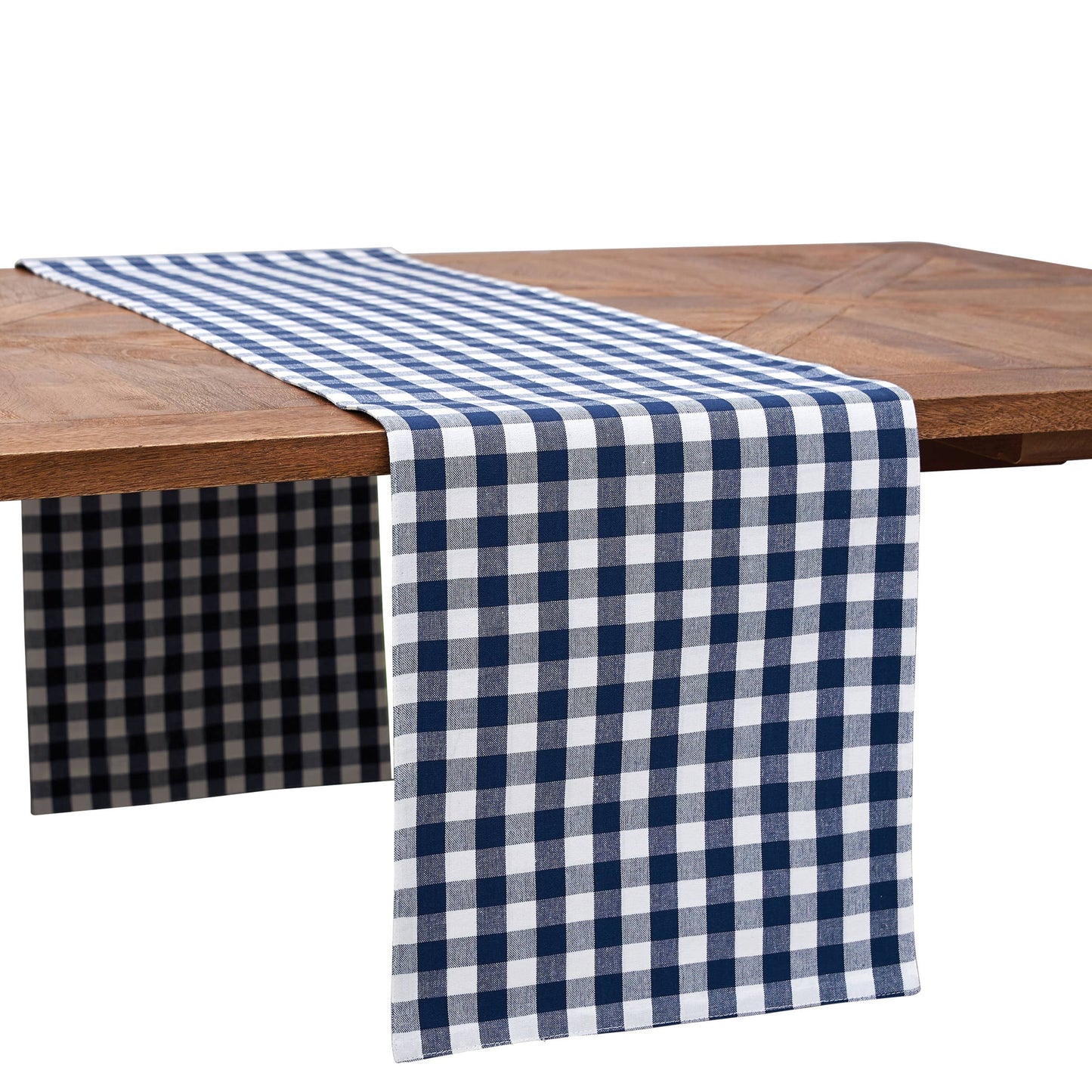 Ashford Indigo Blue Gingham Check Table Runner