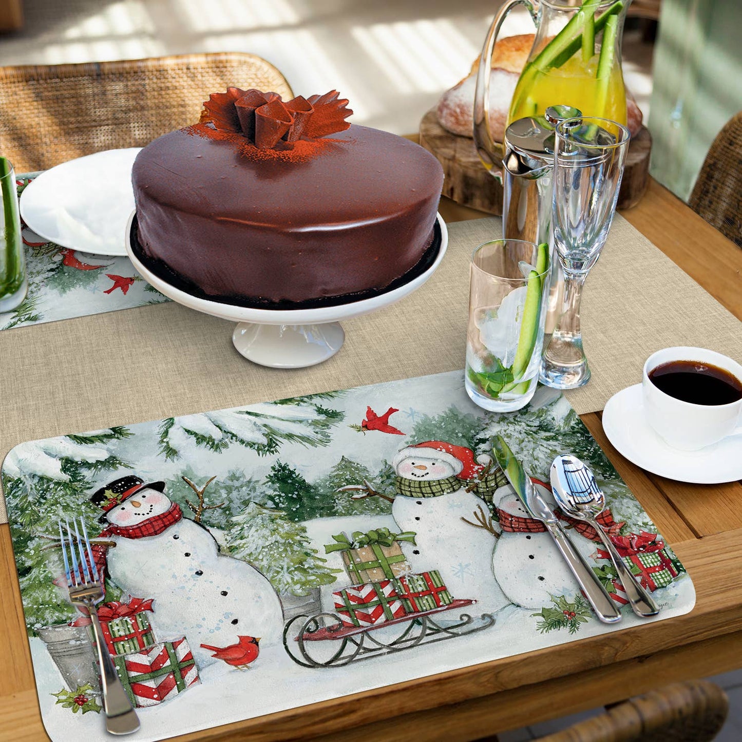 Snowman's Farmhouse Reversible Rectangular Plastic Placemat