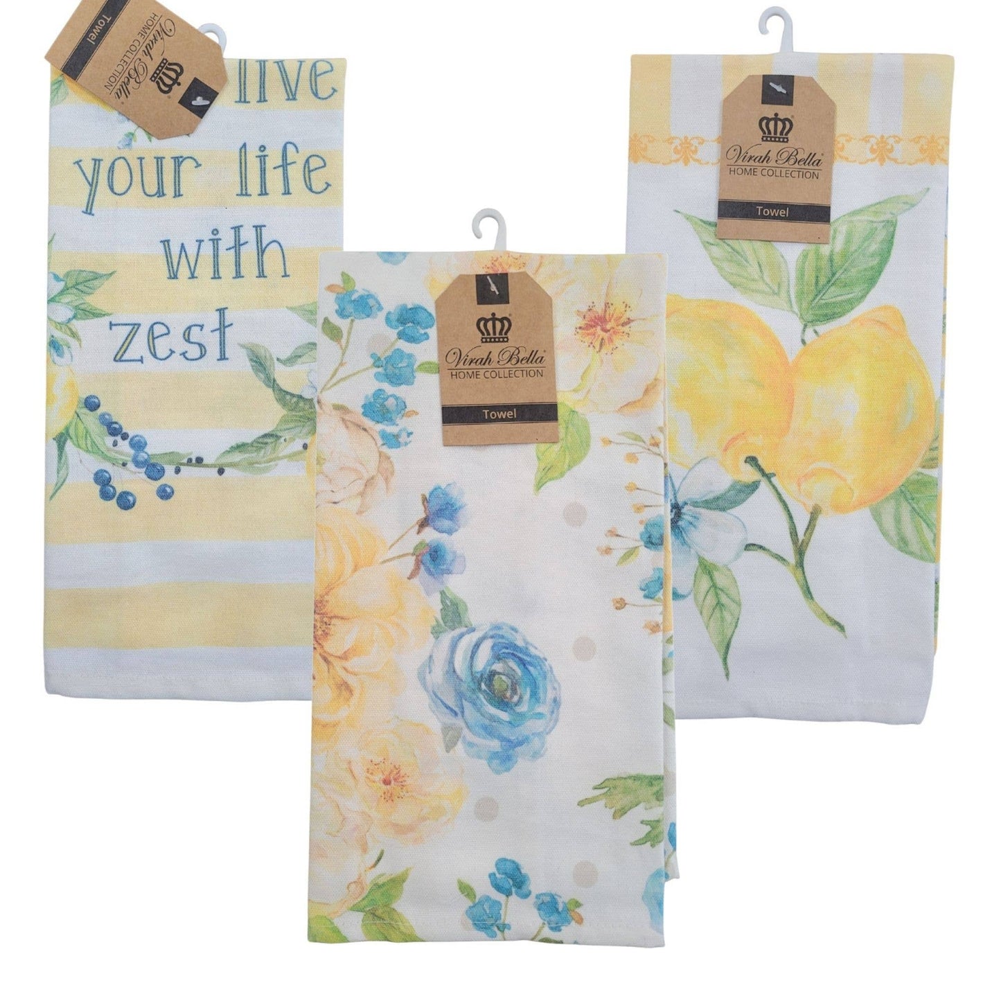 "Lemon Zest" Floral-Themed Kitchen Towels