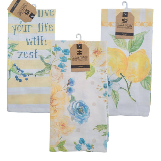 "Lemon Zest" Floral-Themed Kitchen Towels