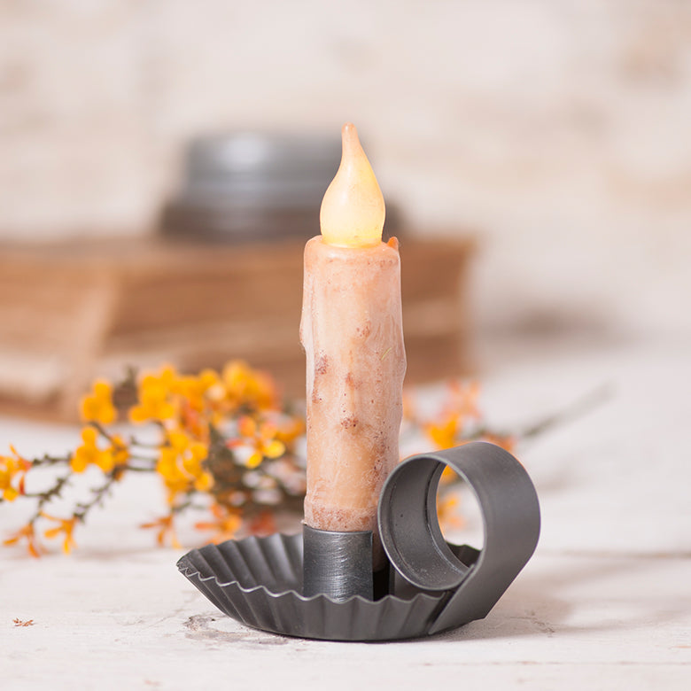 Chamberstick Candleholder in Antique Tin