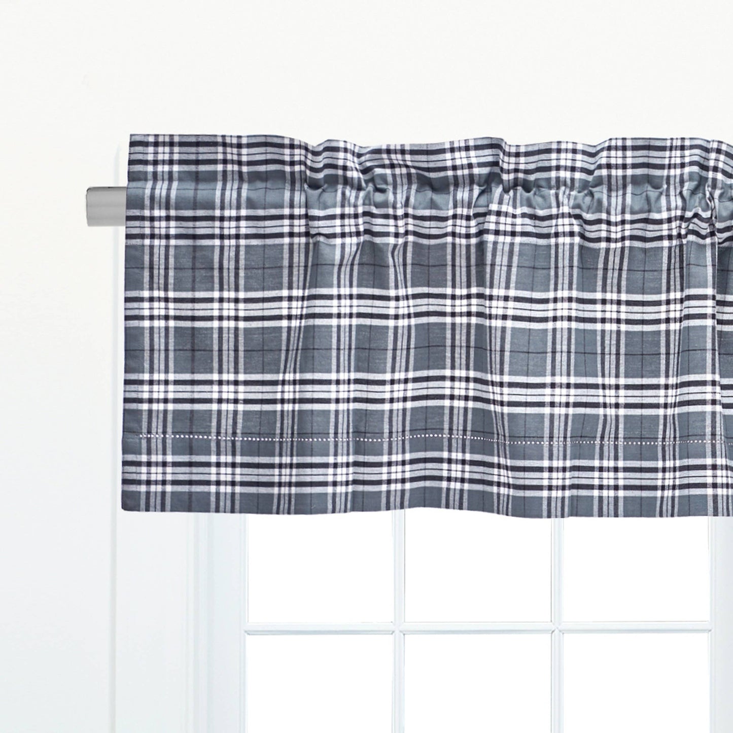 Max Gray Plaid Valance