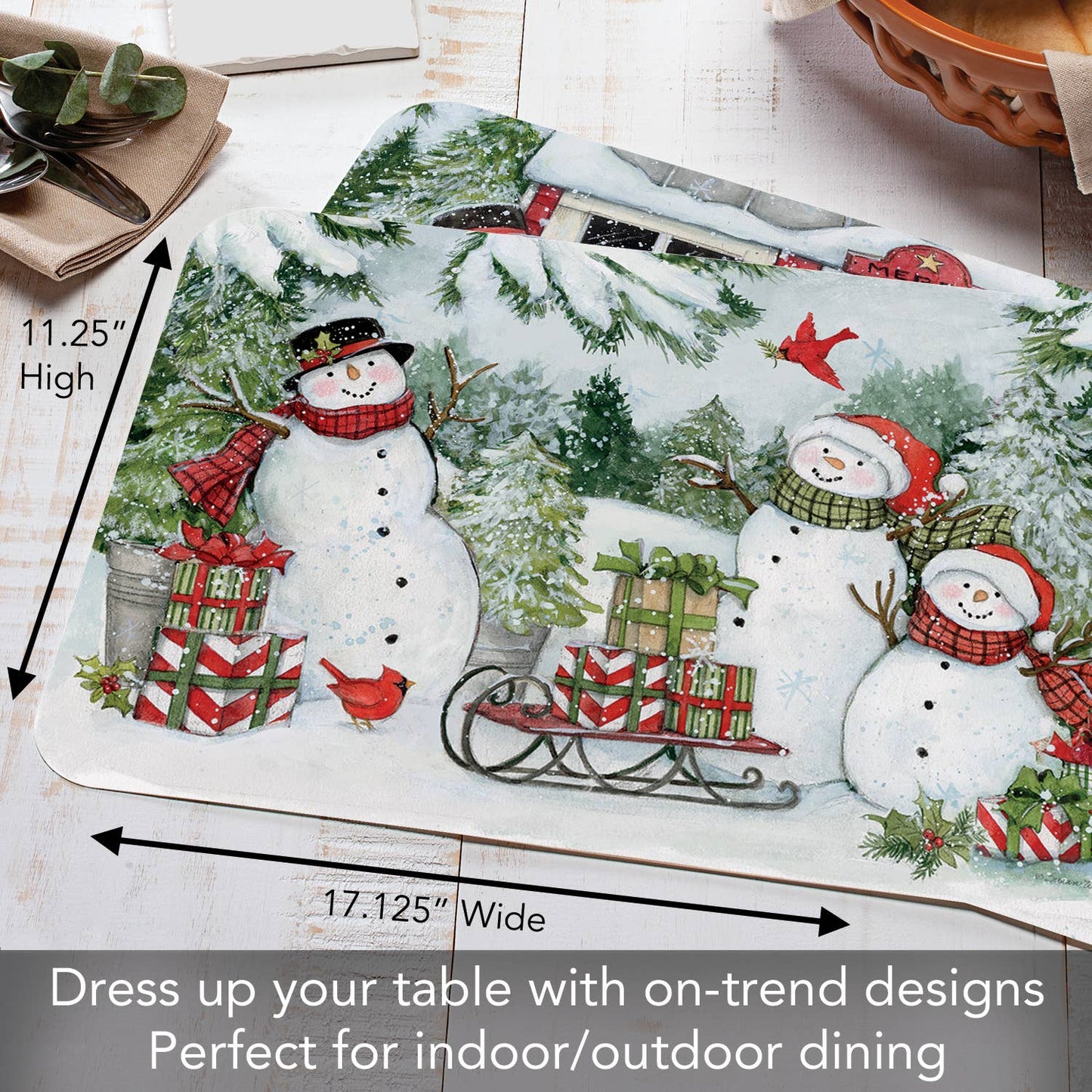 Snowman's Farmhouse Reversible Rectangular Plastic Placemat