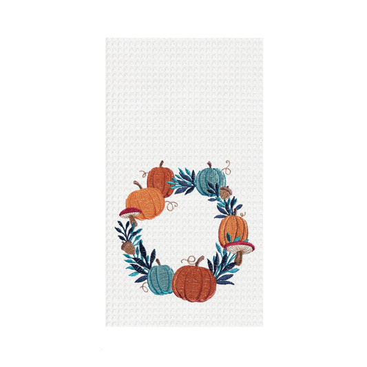 Fall/Harvest Pumpkin Wreath Kitchen Towel