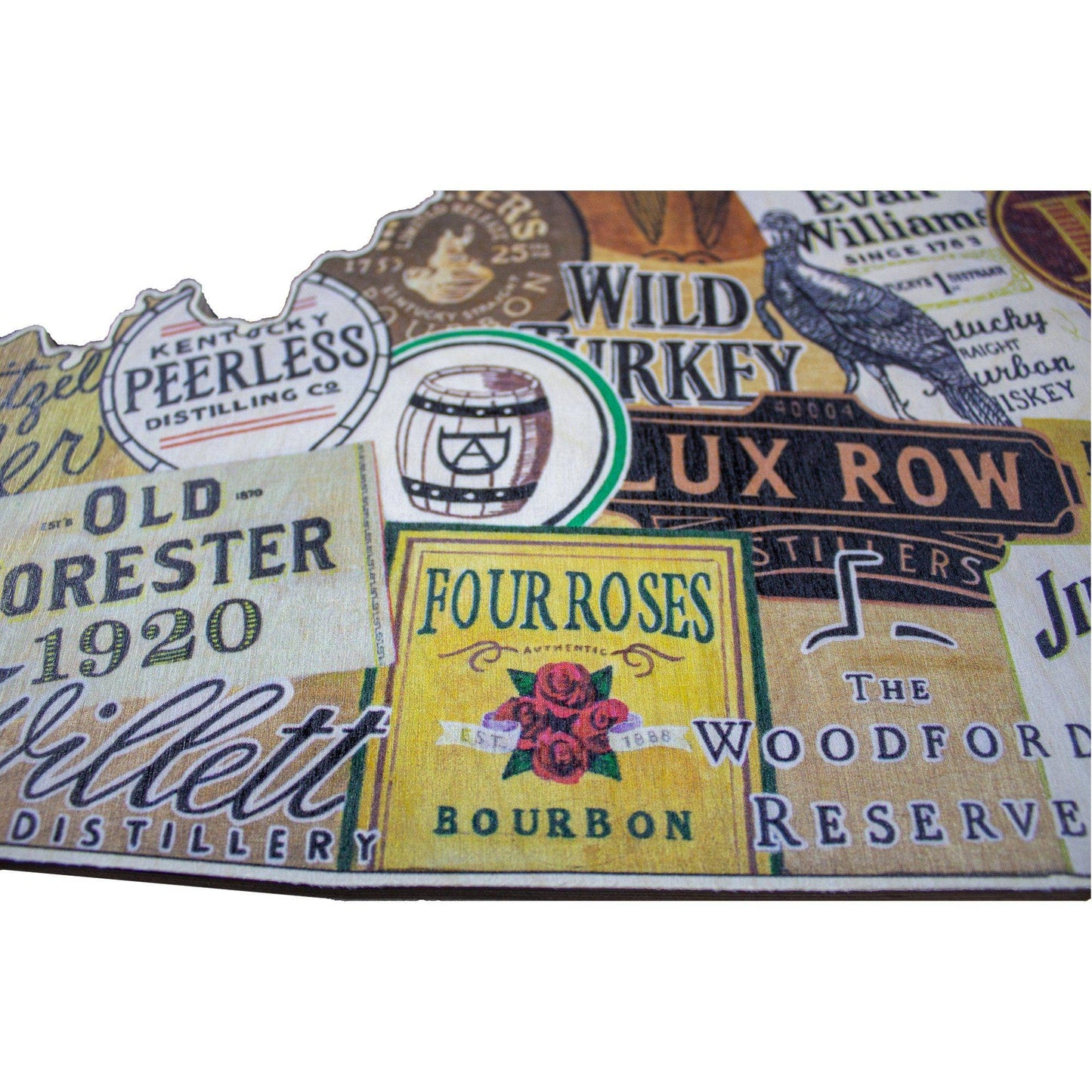 Kentucky Shaped Sign - Bourbon Labels