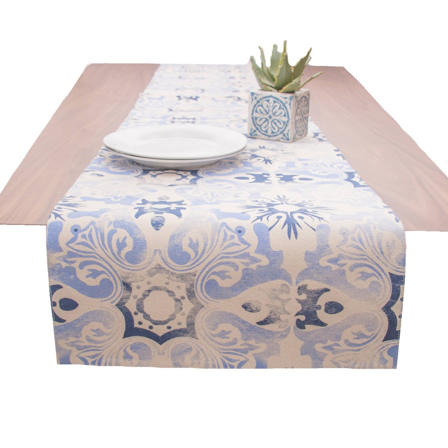 Blue Tile Table Runner