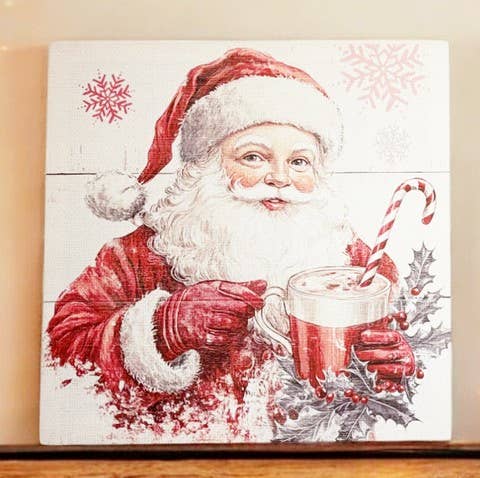 Santa With Hot Cocoa Canvas