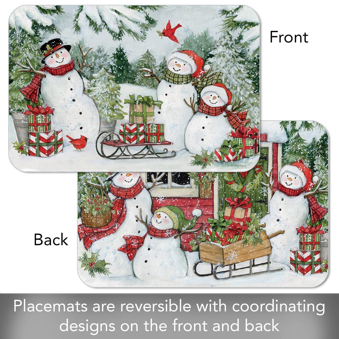 Snowman's Farmhouse Reversible Rectangular Plastic Placemat