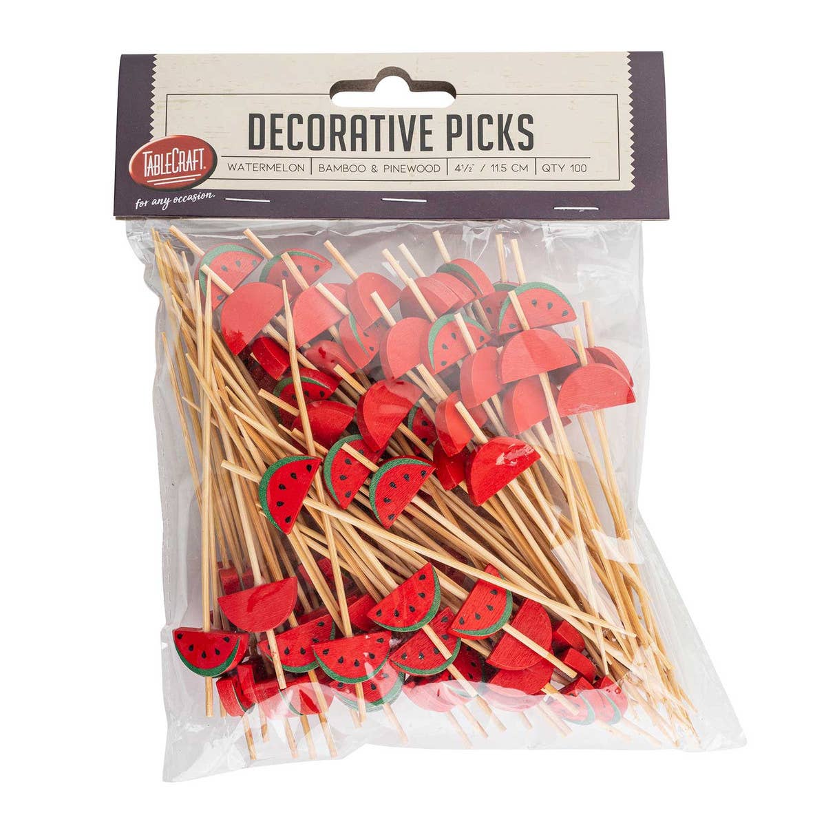 Decorative Picks, Watermelon, 4.5" Bamboo, Pack of 100