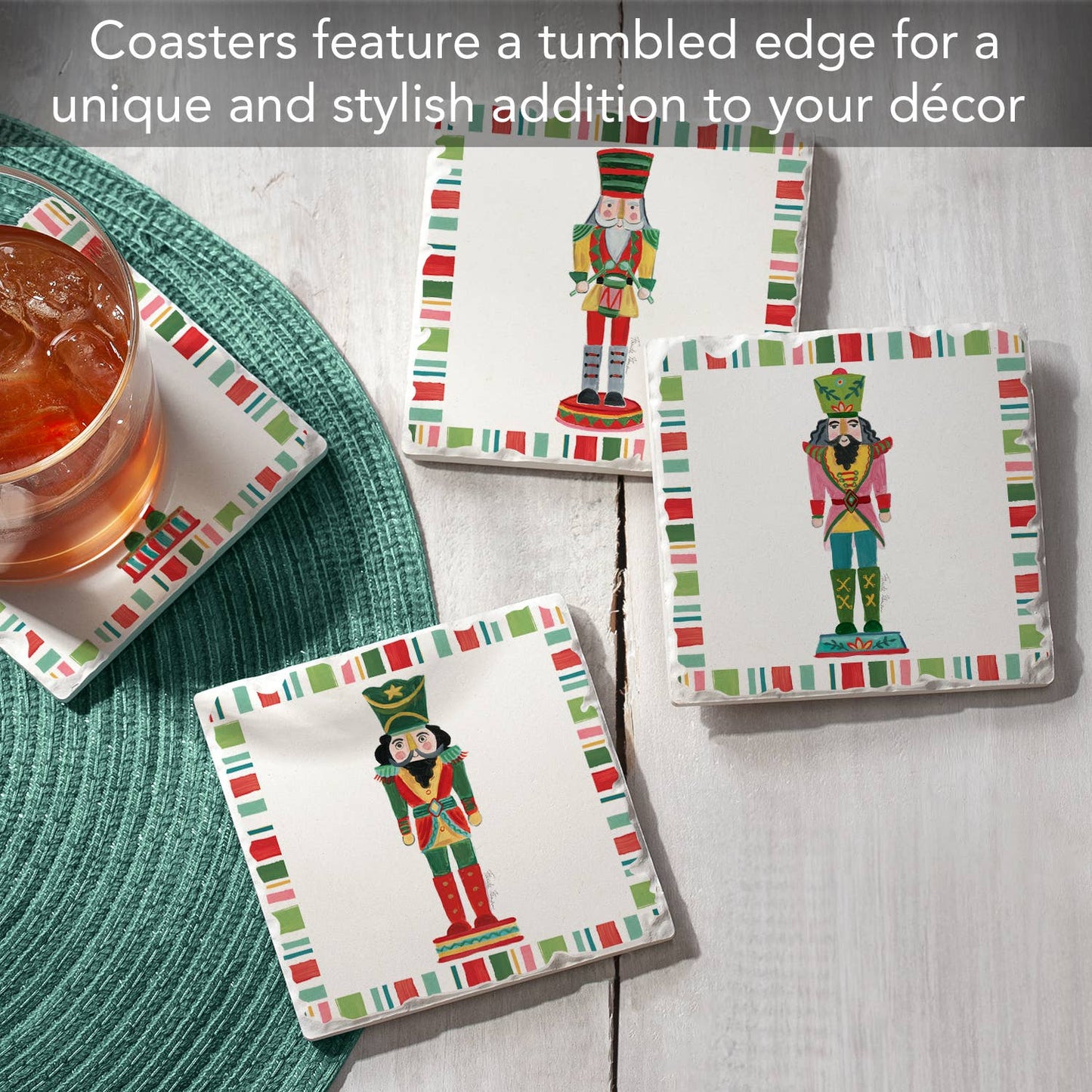 "Holiday Nutcrackers" 4 Pack Assorted Image Coaster Set