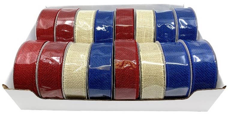 Patriotic Burlap Wired Ribbon