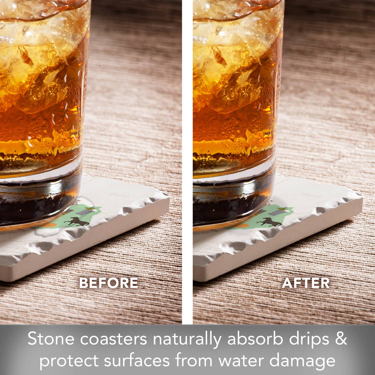 "Kentucky State Icons" 4 Pack Tumbled Tile Coaster Set