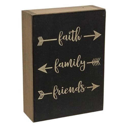 Faith, Family, Friends Box Sign