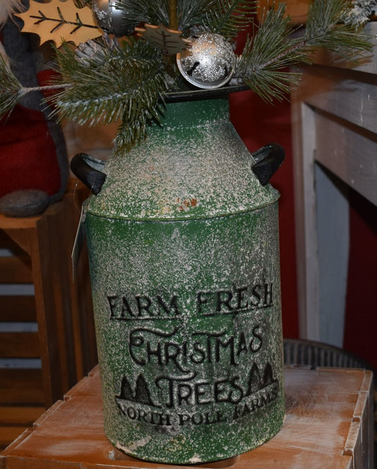 North Pole Farm Fresh Christmas Trees Milk Can