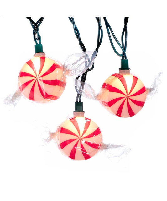 10/L RED PEPPERMINT CANDY LIGHT SET