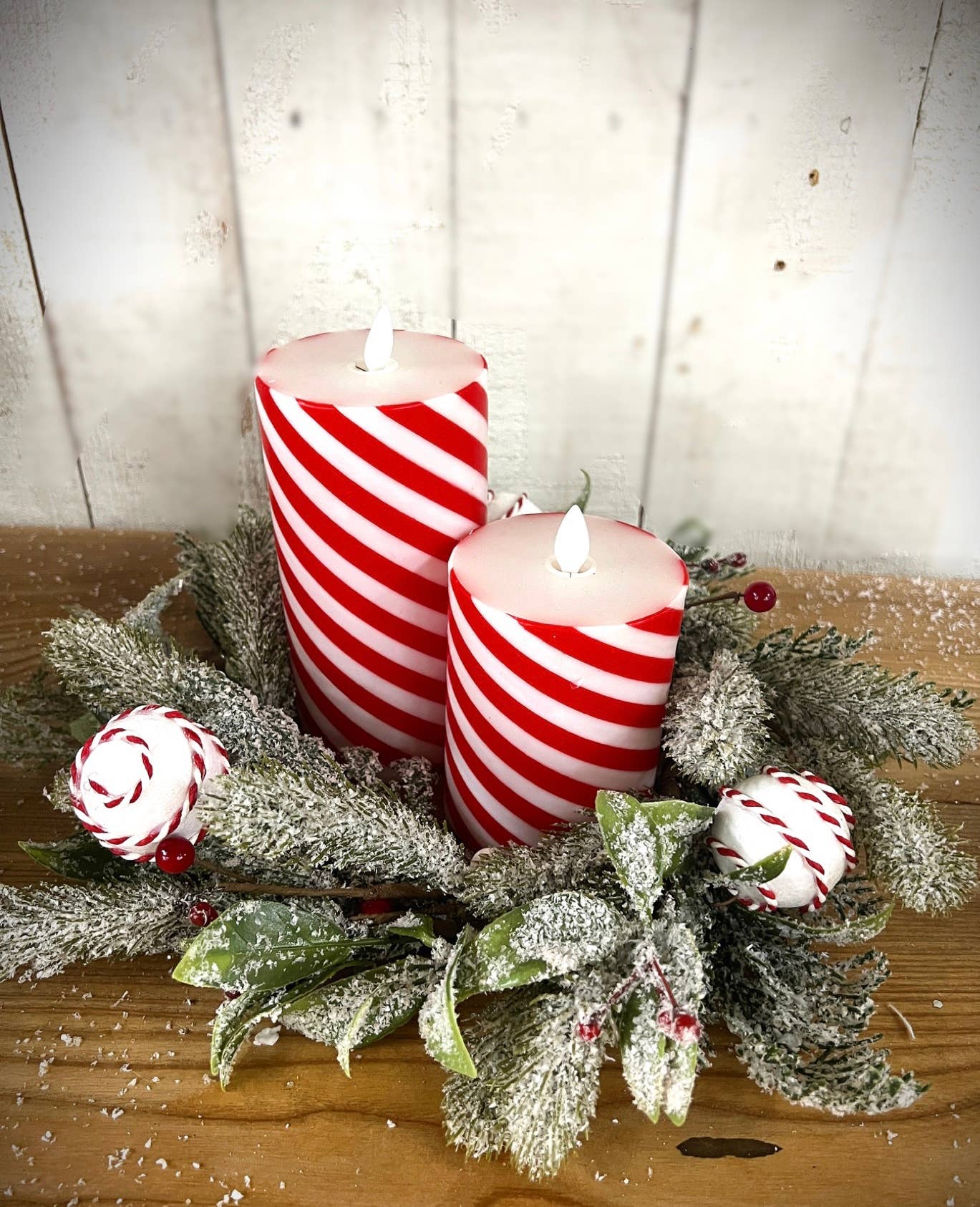 Christmas Peppermint 6.5in Candle Ring