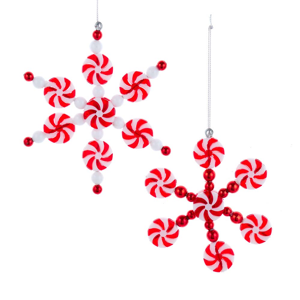 4.25-5"PLASTIC PEPPERMINT SNOWFLAKE 2/A