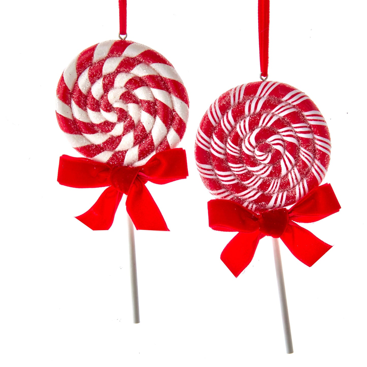 Peppermint Stripe Lollipop Ornaments, 2 Assorted