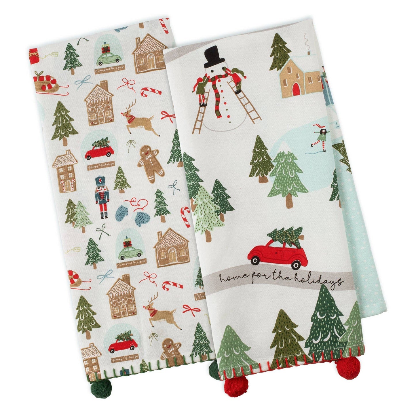 North Pole Village Embellished Dishtowels